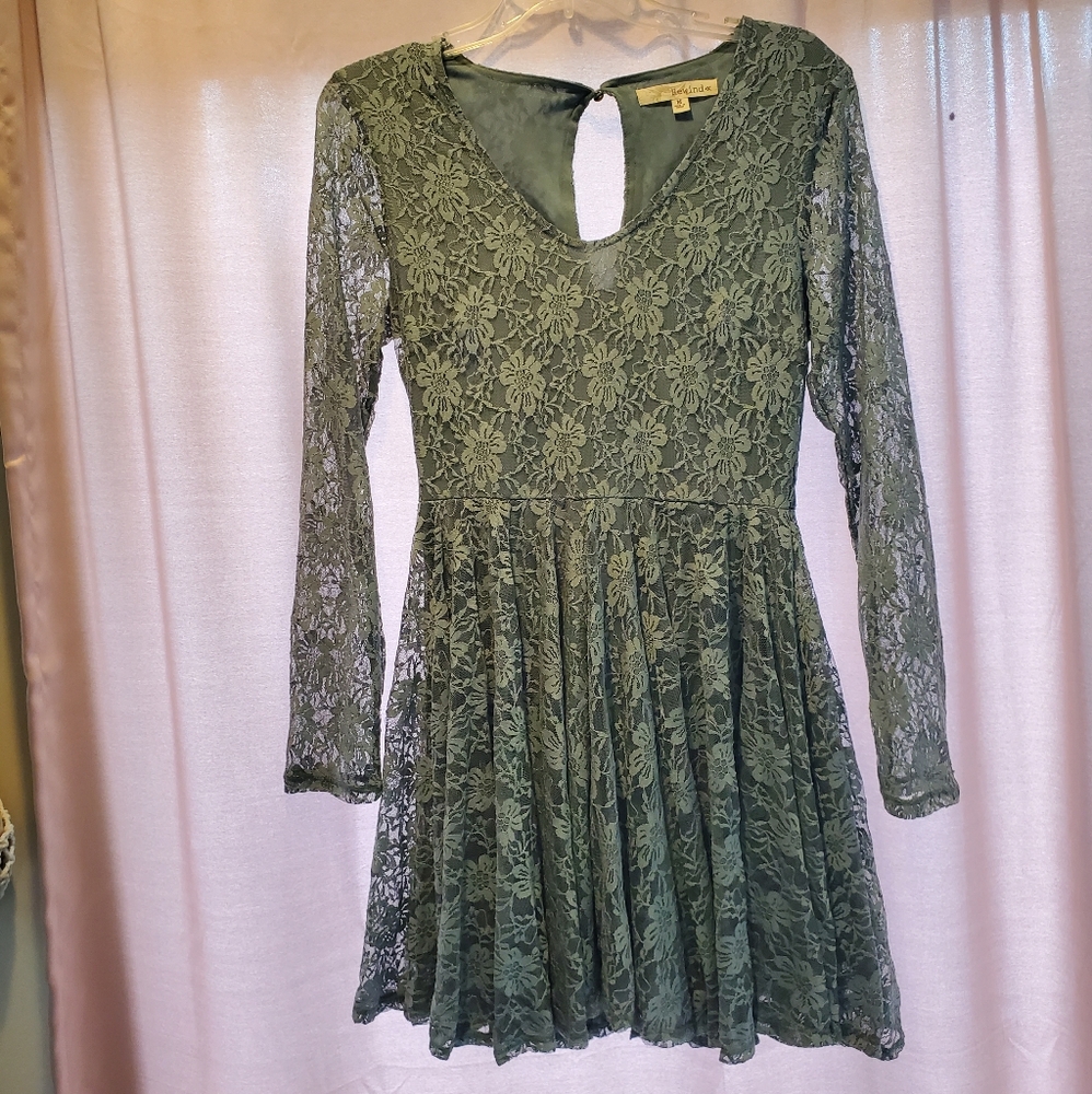 Long Sleeve Lace Skater Dress